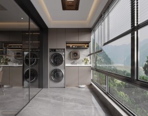 意式輕奢三居室陽臺(tái)裝修效果