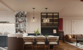 法式中古風三居室餐廳裝修效果圖