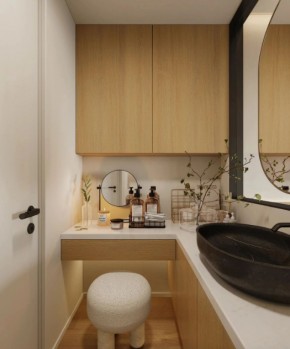 現(xiàn)代原木風(fēng)三居室衛(wèi)生間裝修效果圖