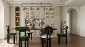 奶油中古風(fēng)三居室餐廳裝修效果圖