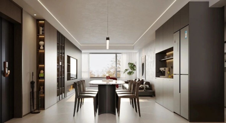 現(xiàn)代簡(jiǎn)約三居室餐廳裝修效果圖