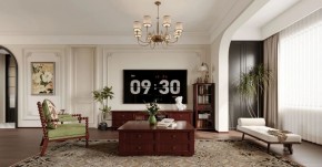 復古美式三居室客廳裝修效果圖