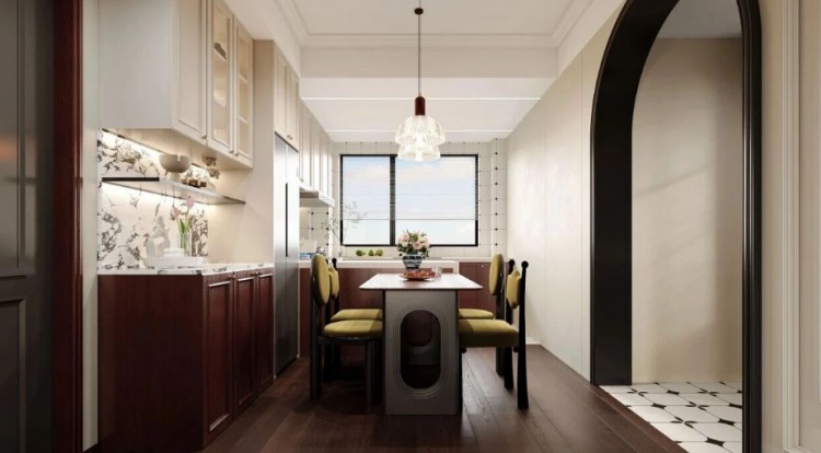 復(fù)古美式三居室餐廳裝修效果圖