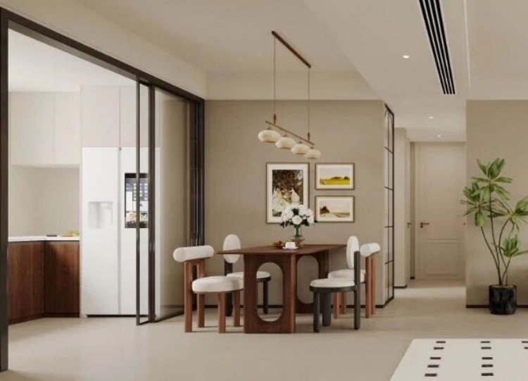 中古風三居室餐廳裝修效果圖