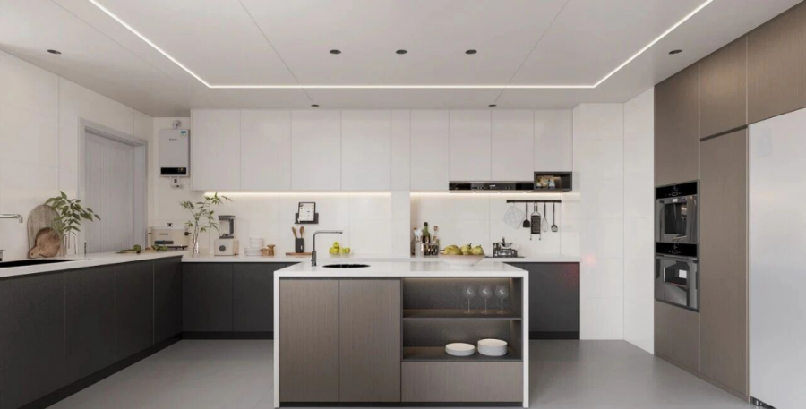 現(xiàn)代簡(jiǎn)約三居室廚房裝修效果圖