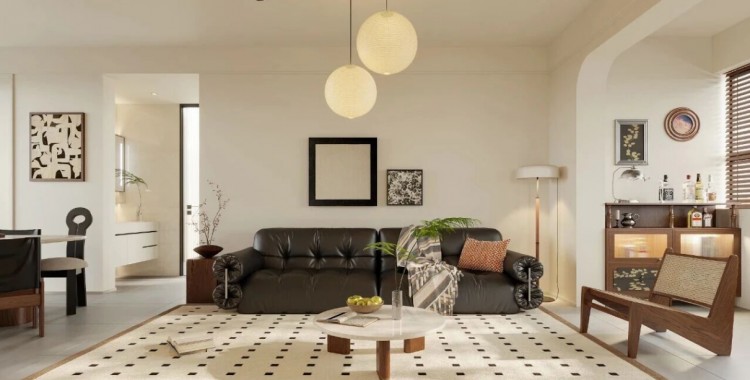 中古風(fēng)三居室客廳裝修效果圖