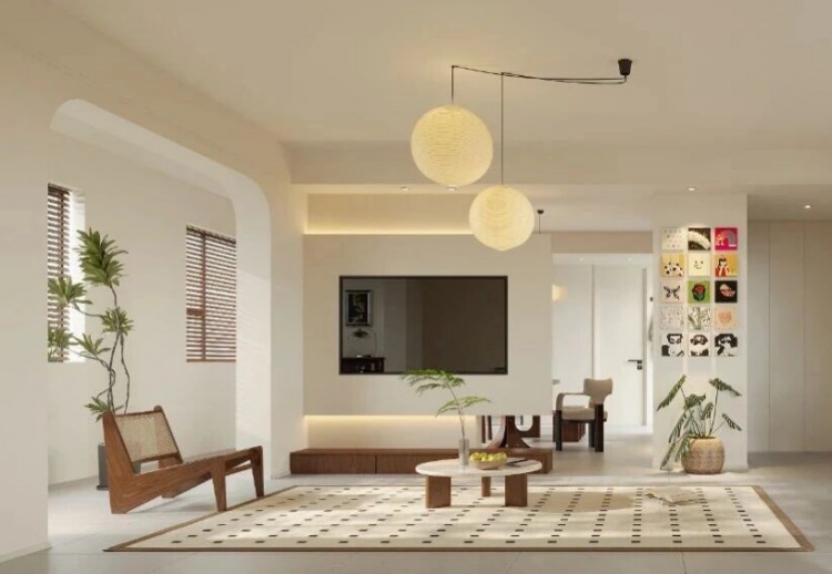 中古風(fēng)三居室裝修效果圖