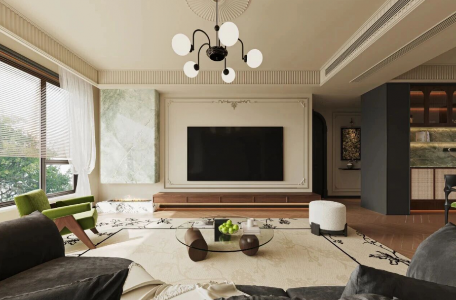 法式中古三居室客廳裝修效果圖