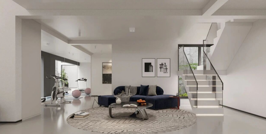 現(xiàn)代簡約復(fù)式別墅客廳裝修效果圖