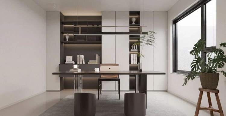 現(xiàn)代簡約復式別墅書房裝修效果圖