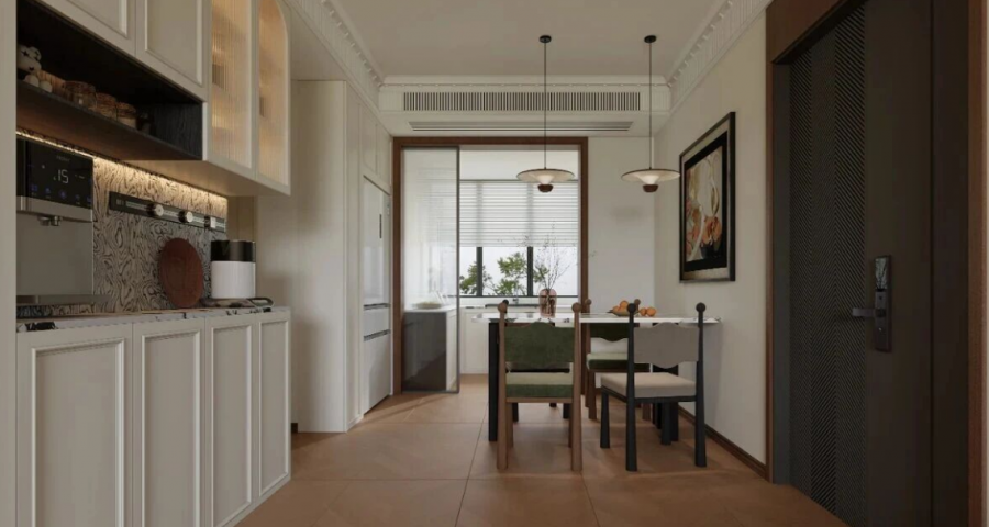 法式復(fù)古三居室餐廳裝修效果圖