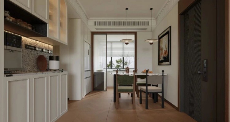 法式復(fù)古三居室餐廳裝修效果圖