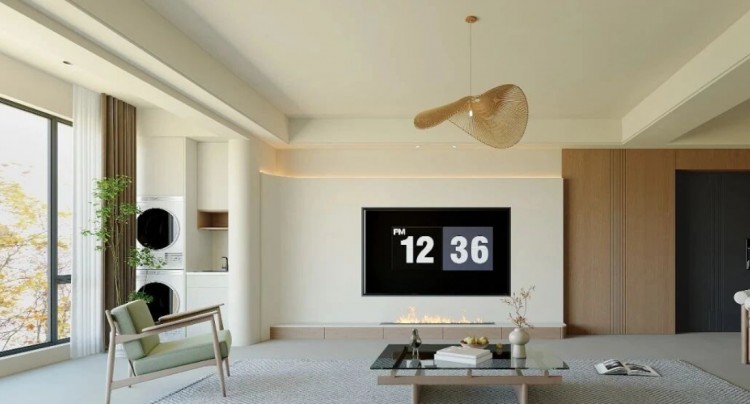 原木風(fēng)三居室客廳裝修效果圖