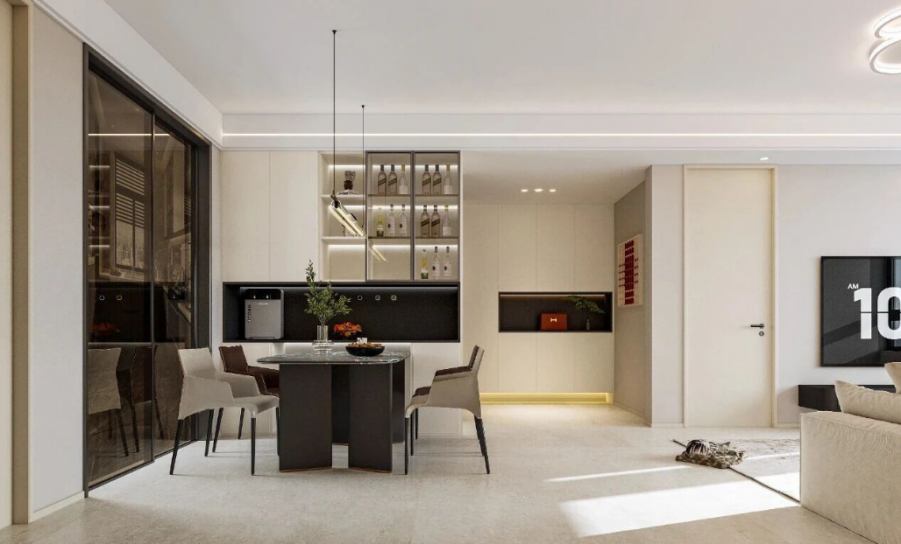 現(xiàn)代簡約三居室餐廳裝修效果圖