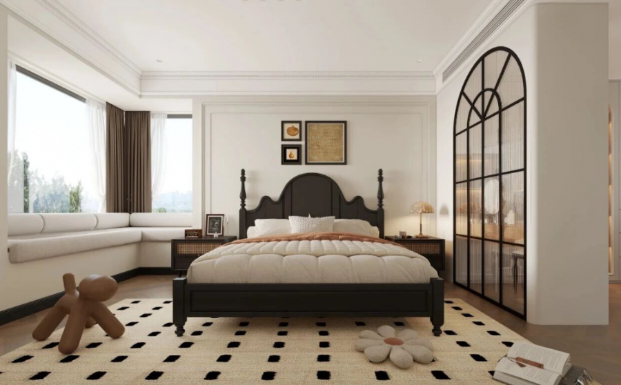 法式復(fù)古三居室臥室裝修效果圖