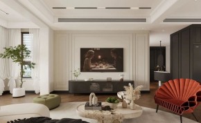 法式復(fù)古三居室客廳裝修效果圖