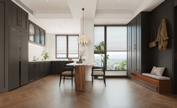 法式復(fù)古三居室餐廳裝修效果圖