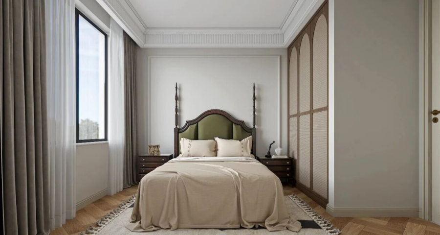 法式奶油三居室臥室裝修效果圖