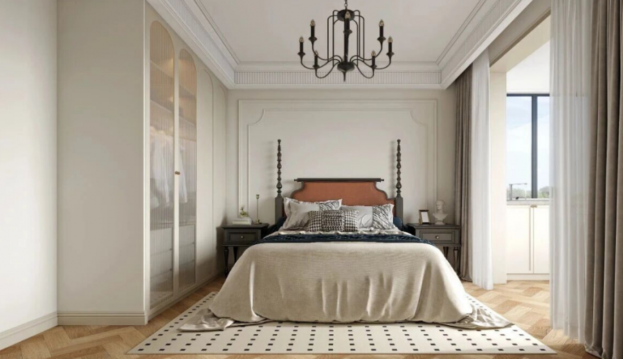 法式奶油三居室臥室裝修效果圖