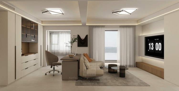 淺隱林泉現(xiàn)代簡(jiǎn)約三居室客廳裝修效果圖