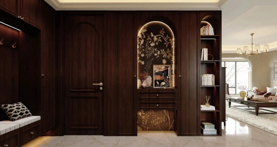 美式復古三居室玄關(guān)裝修效果圖