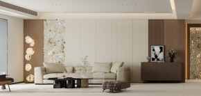 湖畔花園意式輕奢大平層客廳裝修效果圖