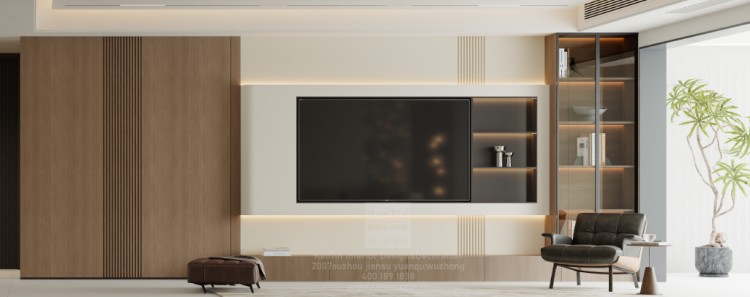 湖畔花園意式輕奢大平層客廳裝修效果圖