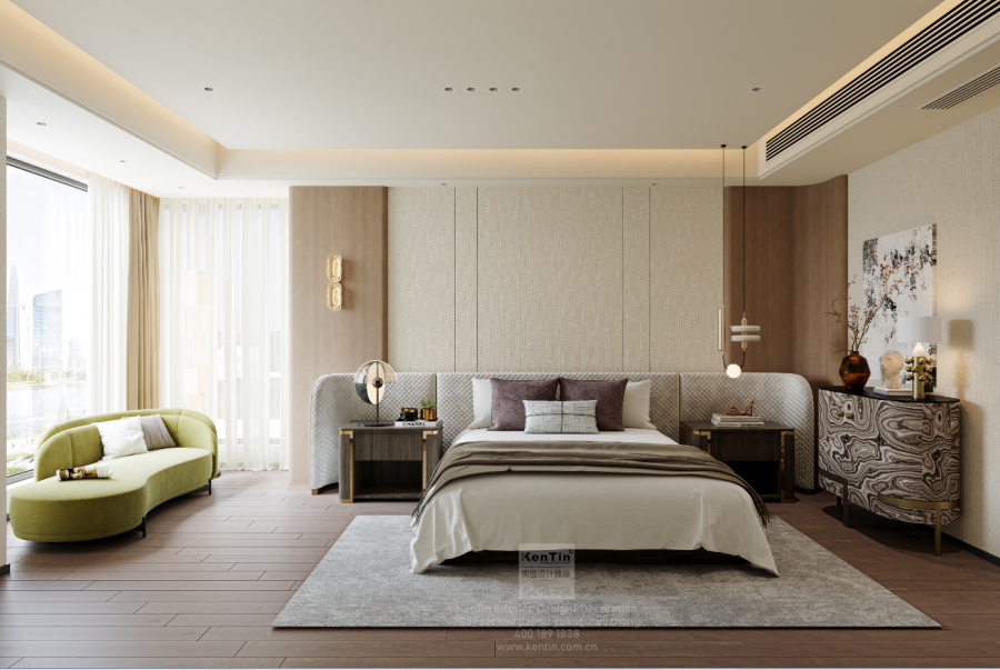 湖畔花園意式輕奢大平層臥室裝修效果圖