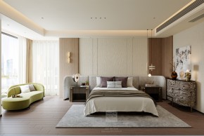 湖畔花園意式輕奢大平層臥室裝修效果圖