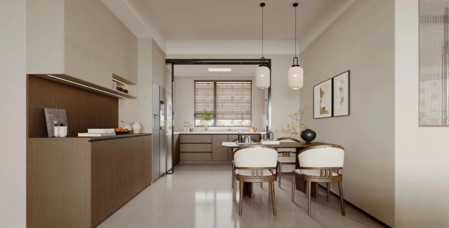 現(xiàn)代簡約三居室餐廳裝修效果圖