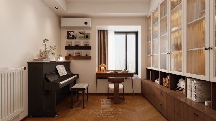 自由水岸中古風(fēng)三居室書房裝修效果圖