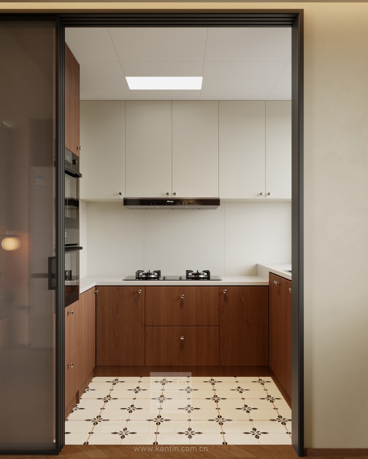 自由水岸中古風(fēng)三居室廚房裝修效果圖