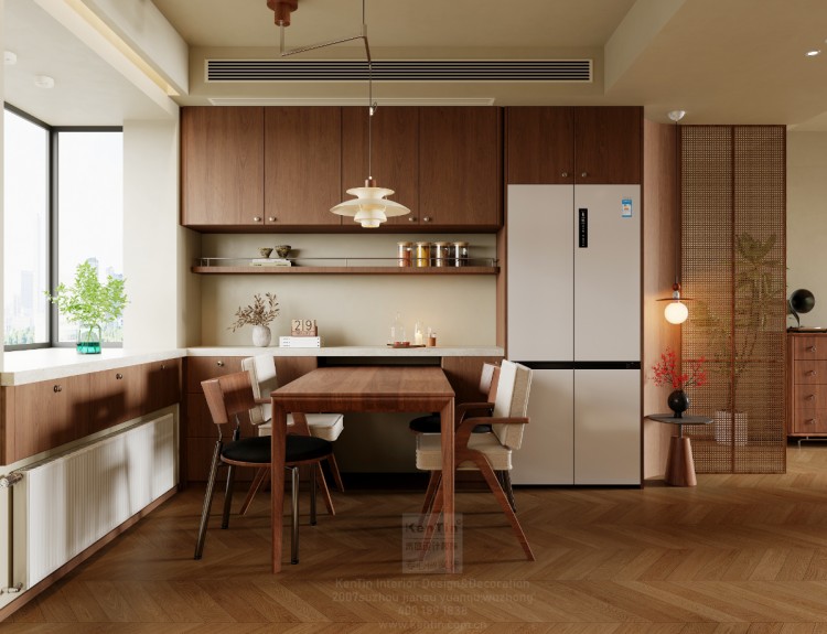 自由水岸中古風(fēng)三居室餐廳裝修效果圖