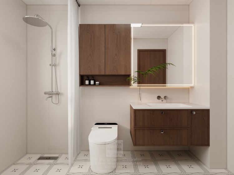 自由水岸中古風(fēng)三居室衛(wèi)生間裝修效果圖