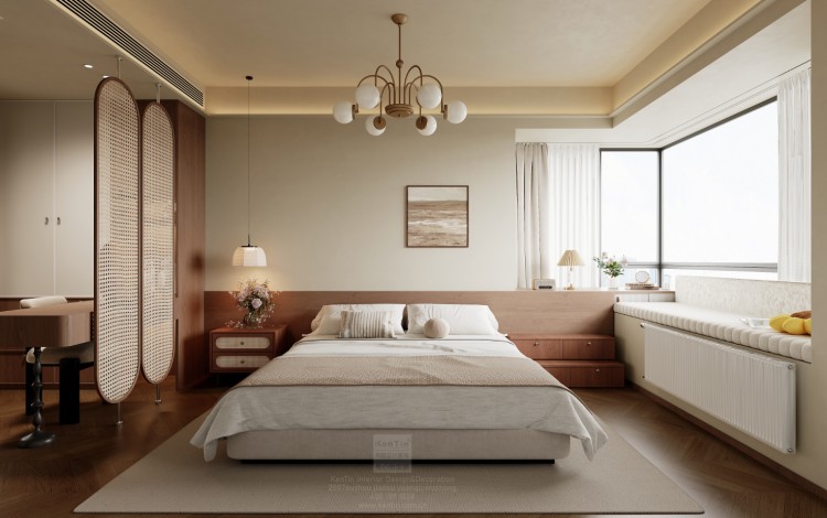 自由水岸中古風(fēng)三居室臥室裝修效果圖